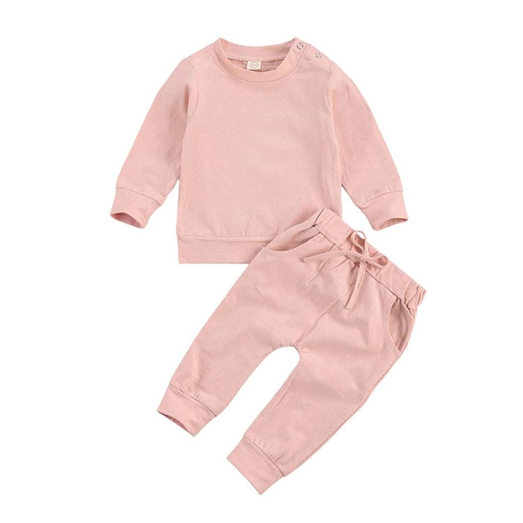 Autumn Winter Kids Clothing Solid Color Long Sleeve Sweatshirt Tops Drawstring Pants Baby Girls Boys slpeepwears Tracksuit Sets