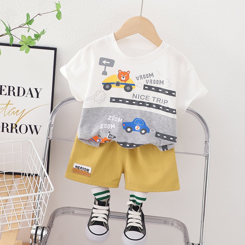 promotion quality cotton baby boys summer clothing sets