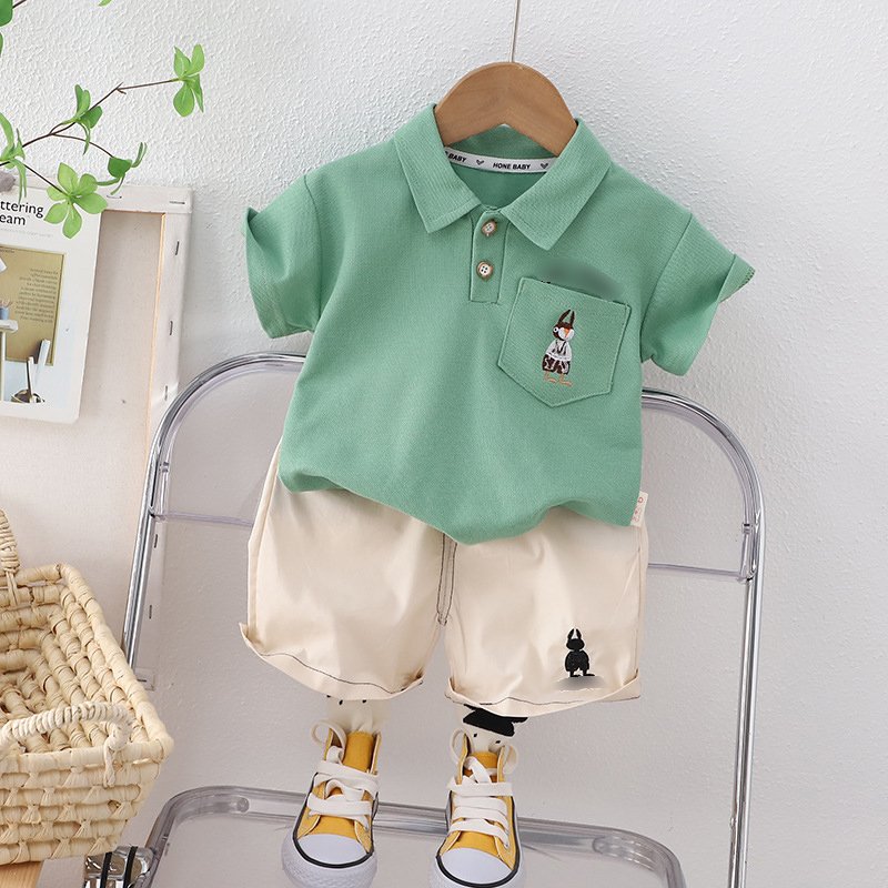 2024 Toddler Boys Clothing Sets Summer Handsome Casual Short-sleeved Polo T-shirt Shorts Breathable 80-120cm Baby Boys Clothing