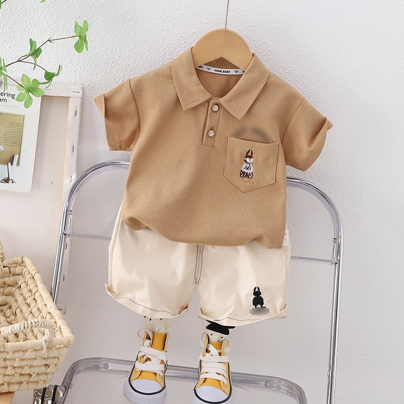 2024 Toddler Boys Clothing Sets Summer Handsome Casual Short-sleeved Polo T-shirt Shorts Breathable 80-120cm Baby Boys Clothing