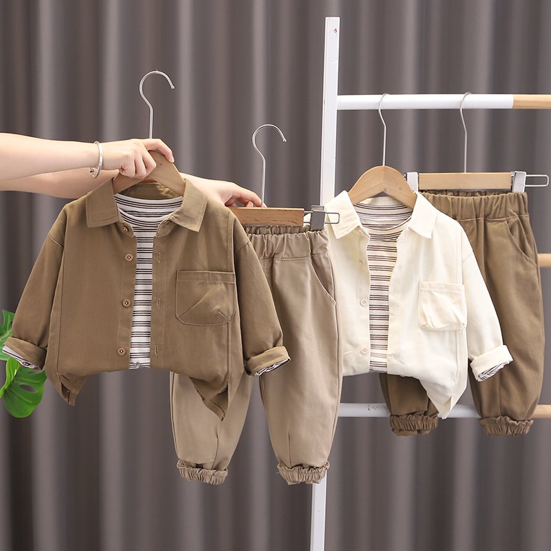 2024 New Spring Autumn High Quality Children Clothes Suit Long Sleeve T Shirt casual Coat Trousers 3 Pcs Baby Clothing Sets