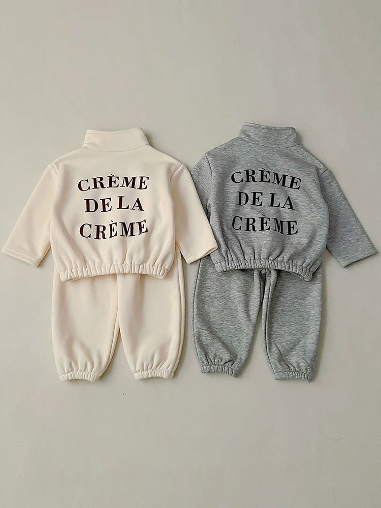 custom neutral kids casual wear knitted cotton clothing sets short sleeve +long pant 2pcs outfit