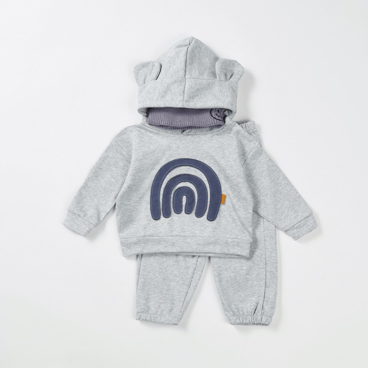 Rabbit Ears Hooded Sweatshirts Baby Girl Rainbow Patch Set Newborn Boy Long Sleeve Outerwear Infant Baby Cotton Clothes