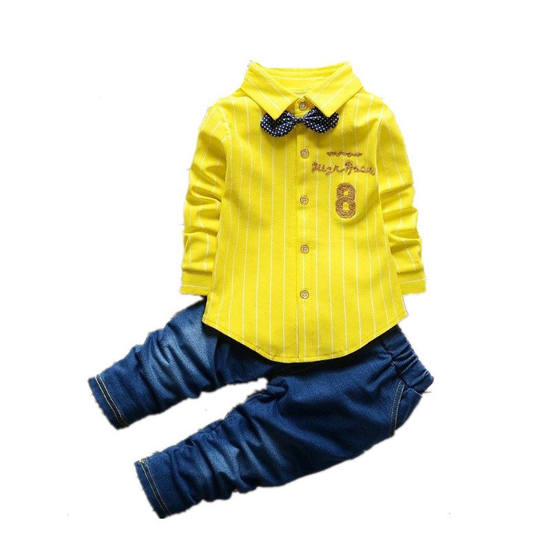 WEN Autumn boys' suit jeans spring and autumn section 0-4 years old baby shirt sports suit