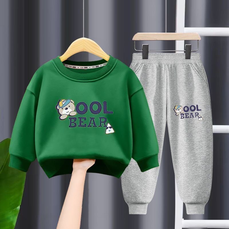 Boys kids Clothing High Quality 100% Cotton Printed Pullover Hoodie Quantity DIY OEM Customized Cotton Set