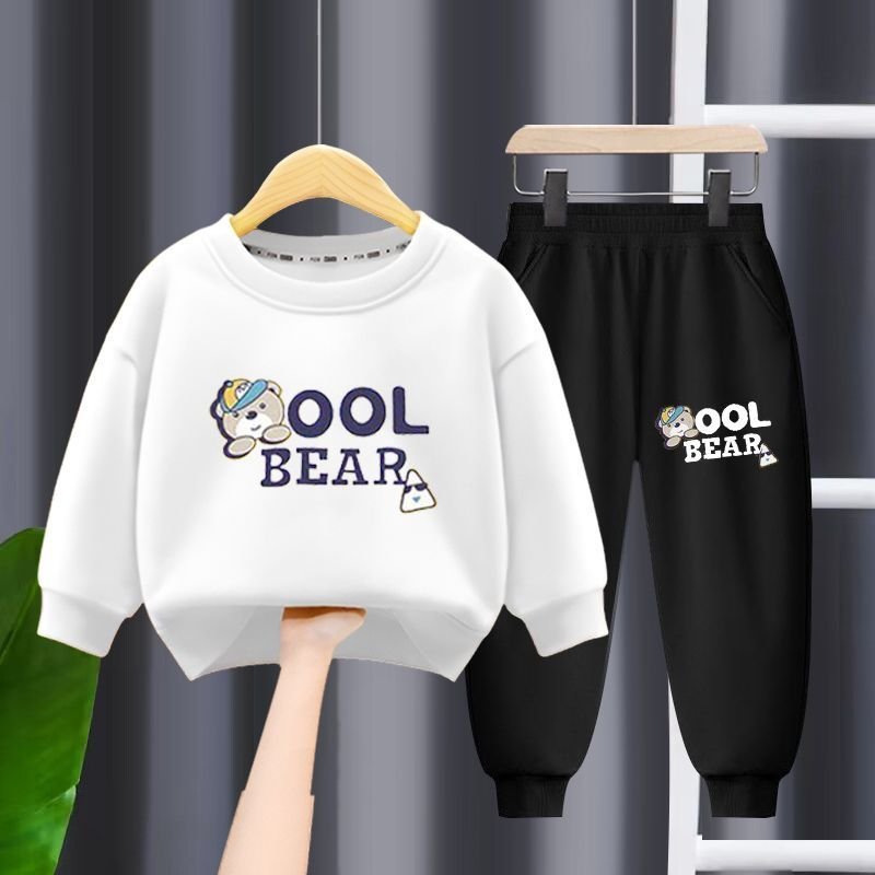 Boys kids Clothing High Quality 100% Cotton Printed Pullover Hoodie Quantity DIY OEM Customized Cotton Set