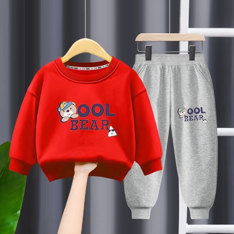 Boys kids Clothing High Quality 100% Cotton Printed Pullover Hoodie Quantity DIY OEM Customized Cotton Set