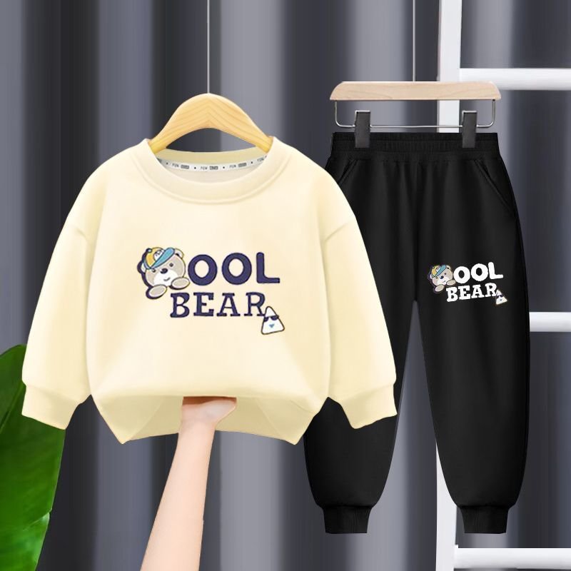Boys kids Clothing High Quality 100% Cotton Printed Pullover Hoodie Quantity DIY OEM Customized Cotton Set