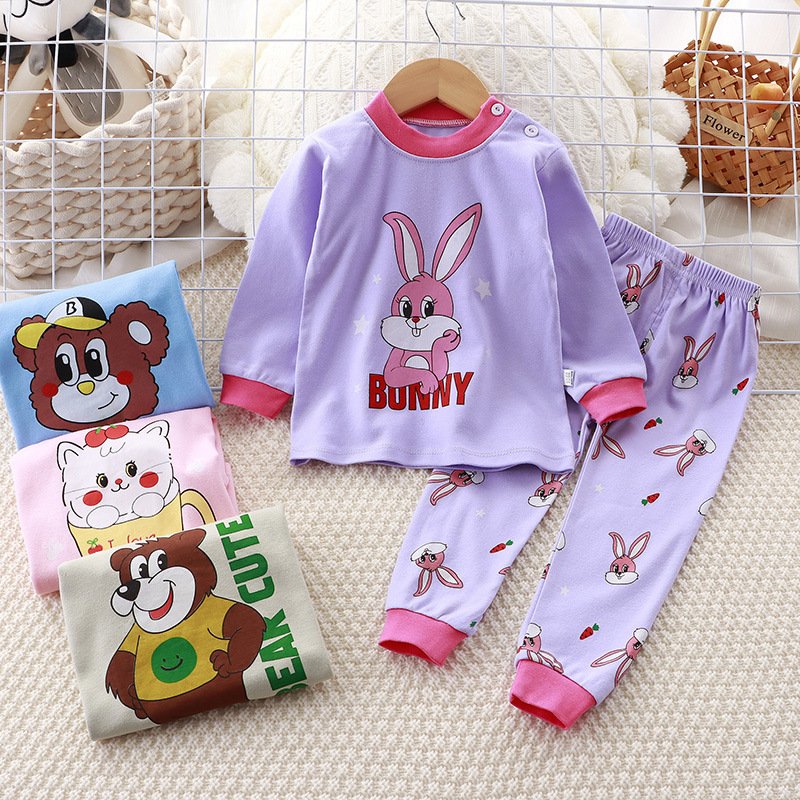 Wholesale boys clothing set long sleeve autumn pajamas set 100% cotton outfit for kids