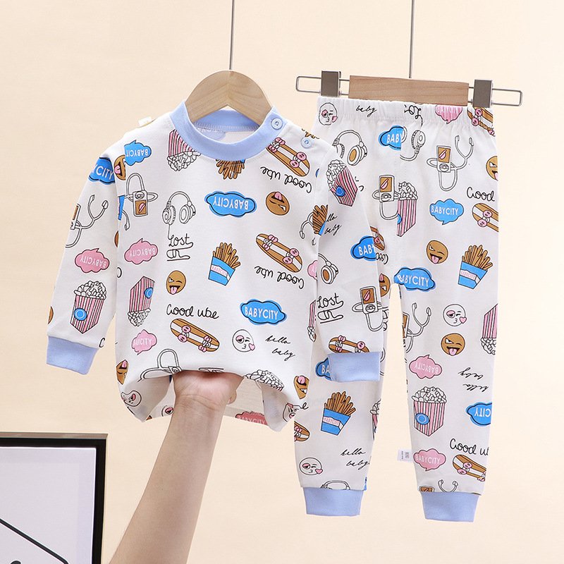 Wholesale boys clothing set long sleeve autumn pajamas set 100% cotton outfit for kids