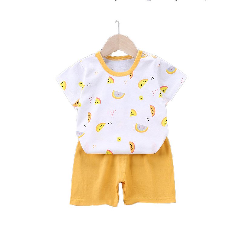 Good Quality 100% Cotton Tshirt And Short Two Piece Set Printing Cartoon Boys Clothing Set
