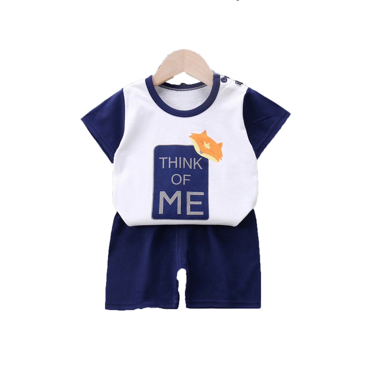 Good Quality 100% Cotton Tshirt And Short Two Piece Set Printing Cartoon Boys Clothing Set