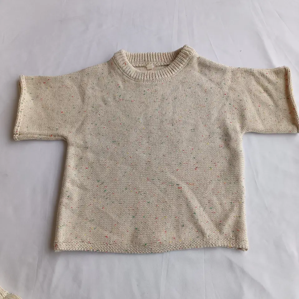 Newborn Soft kids Sweater Knit Set Summer speckled baby shorts Outfits Baby Clothing Set kids summer outfit