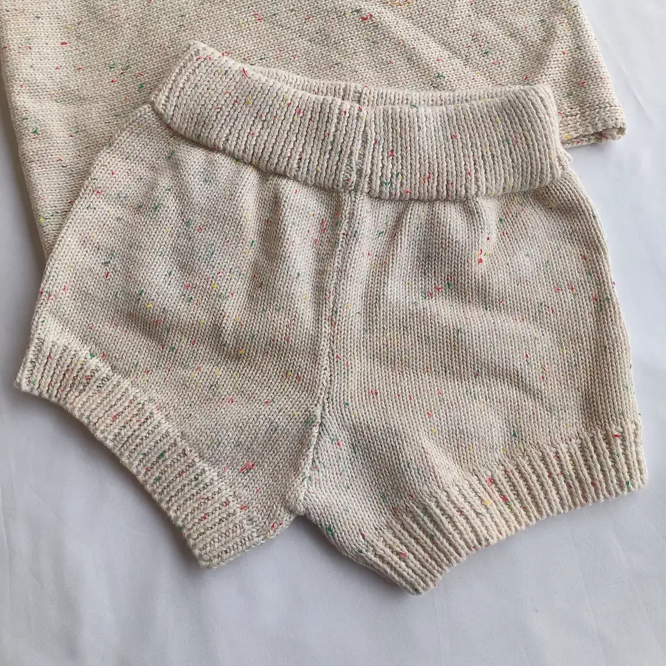 Newborn Soft kids Sweater Knit Set Summer speckled baby shorts Outfits Baby Clothing Set kids summer outfit