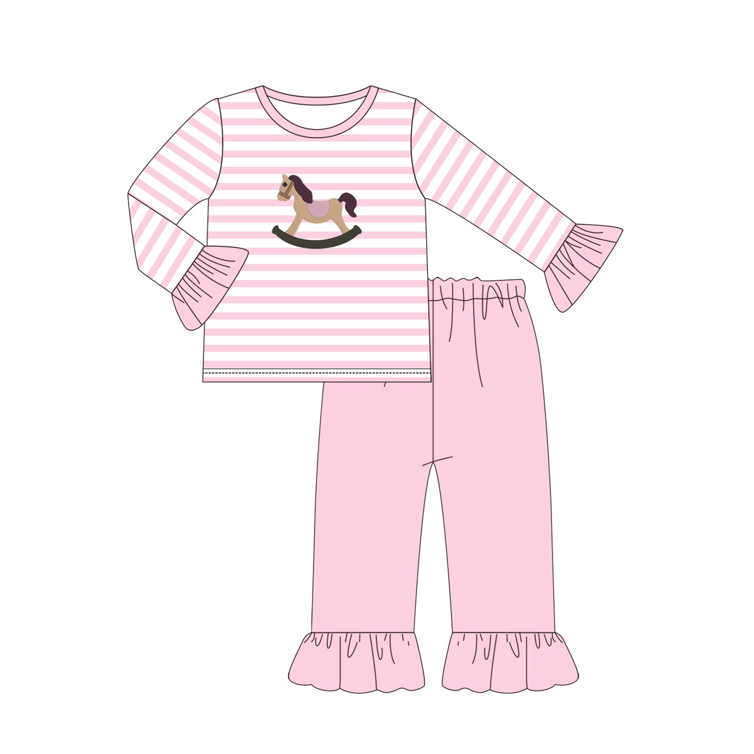 Boyis Smocked Children's Clothing custom boutique wooden horse Embroidery Cotton Baby Boy Clothing Sets baby boys outfits