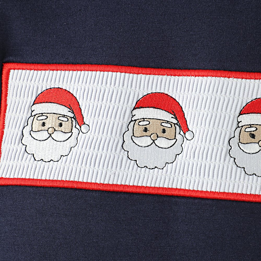 Maxine kids boutique clothing 2024 wholesale smock Christmas Santa embroidery baby boy clothing set