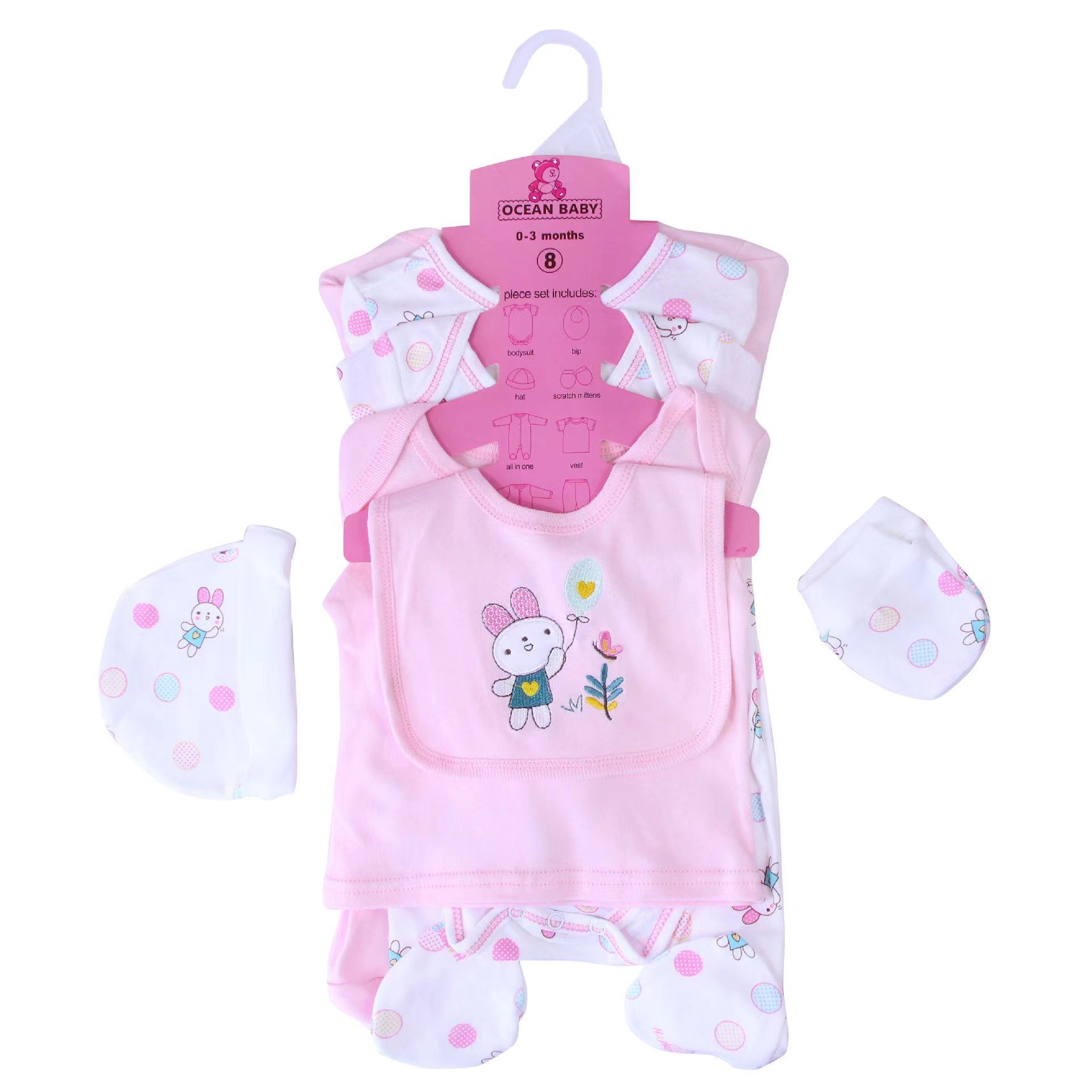 Cotton New Arrival winter longSleeve Baby Onesie Plain Solid Color Newborn Baby Boy Girls Kids Romper Clothes 8-piece set