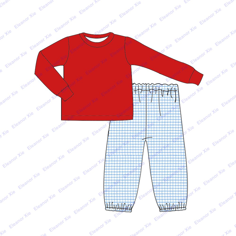 Custom logo cotton toddler boys clothing bloomer pant sets fall long sleeve babies kids boys clothing for 2-12