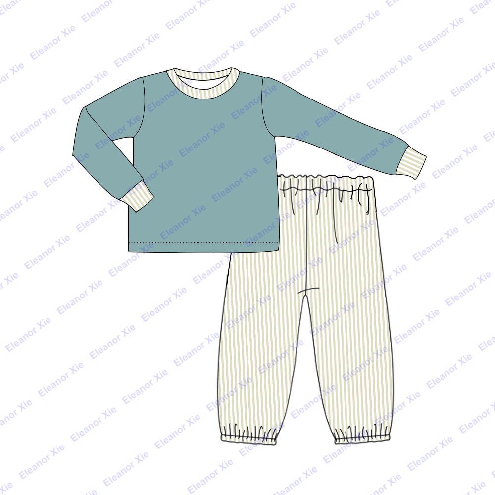 Custom logo cotton toddler boys clothing bloomer pant sets fall long sleeve babies kids boys clothing for 2-12