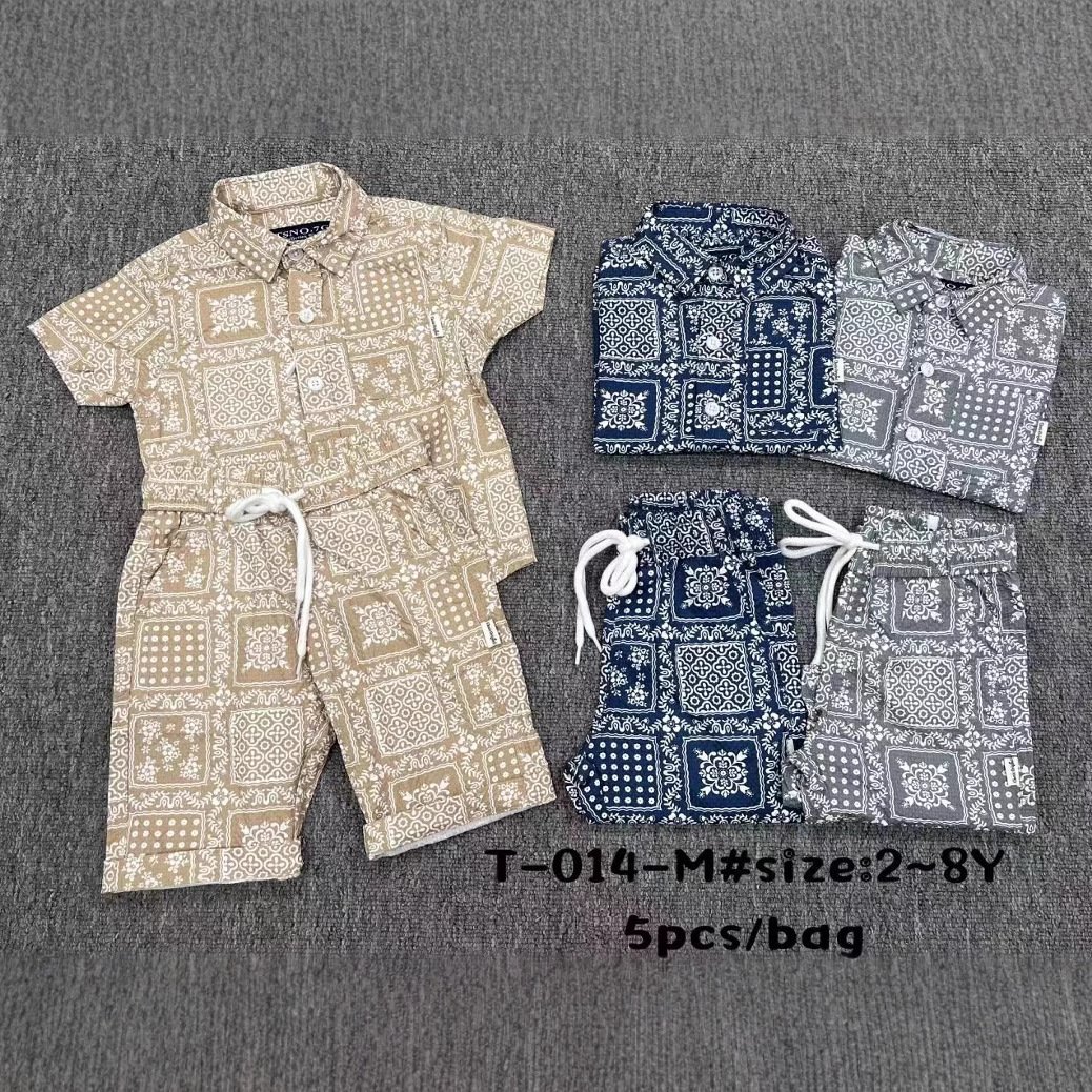Wholesale High Quality 2 to 8T kids stationery set Shirts Washed kids boys clothing set Summer Collection boys dress set