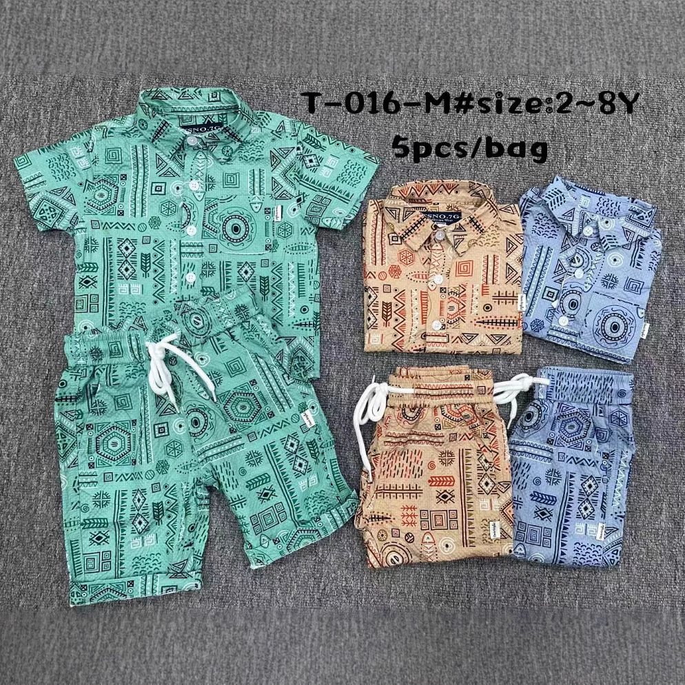 Wholesale High Quality 2 to 8T kids stationery set Shirts Washed kids boys clothing set Summer Collection boys dress set