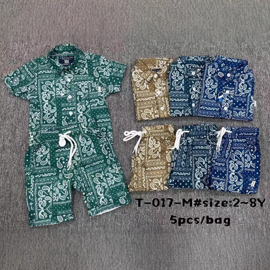 Wholesale High Quality 2 to 8T kids stationery set Shirts Washed kids boys clothing set Summer Collection boys dress set