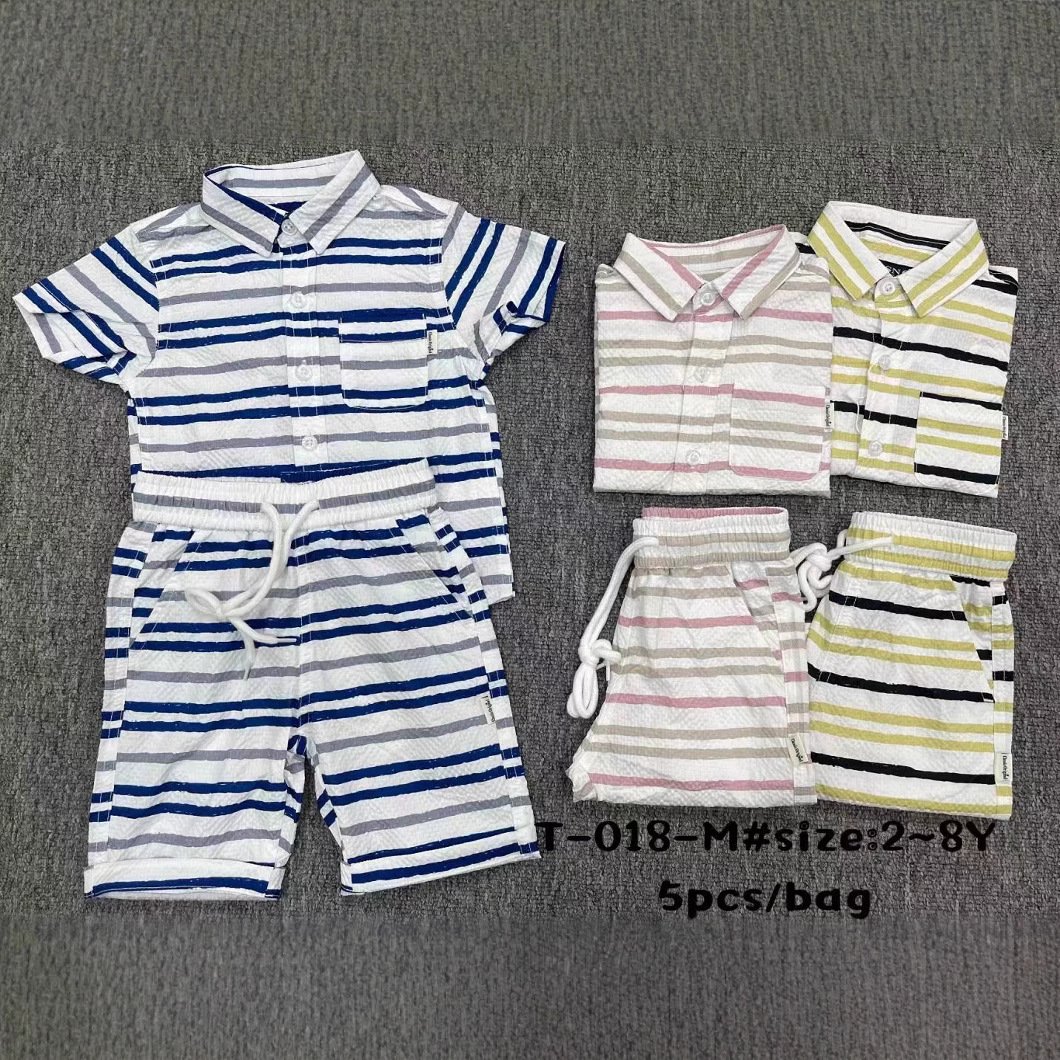 Wholesale High Quality 2 to 8T kids stationery set Shirts Washed kids boys clothing set Summer Collection boys dress set