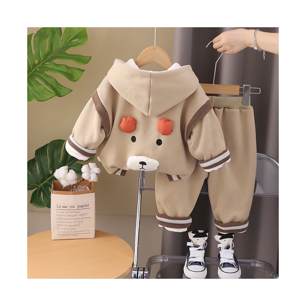 Children 0 to 3 years old baby spring and fall set Cute bear hoodie two children's sets baby casual clothes