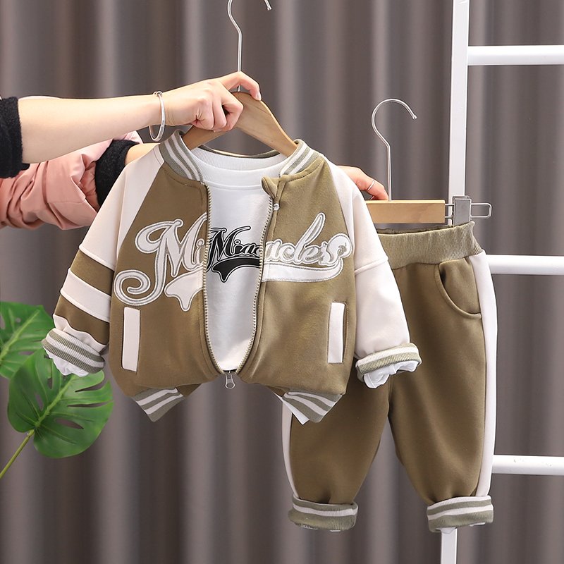 Factory Direct Children's Jackets autumn clothing Boys Baseball Team Outerwear Long Sleeve clothes uniform Varsity Jackets set