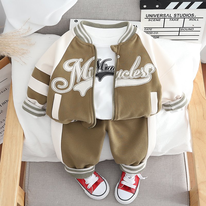 Factory Direct Children's Jackets autumn clothing Boys Baseball Team Outerwear Long Sleeve clothes uniform Varsity Jackets set