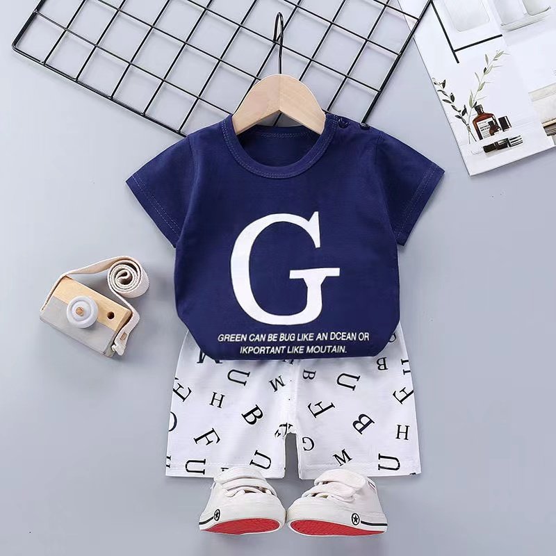 Summer New Arrival 100% Cotton Kids' Shorts Set - Adorable Two-Piece Cartoon Summer Shorts and T-Shirt for Boys and Girls