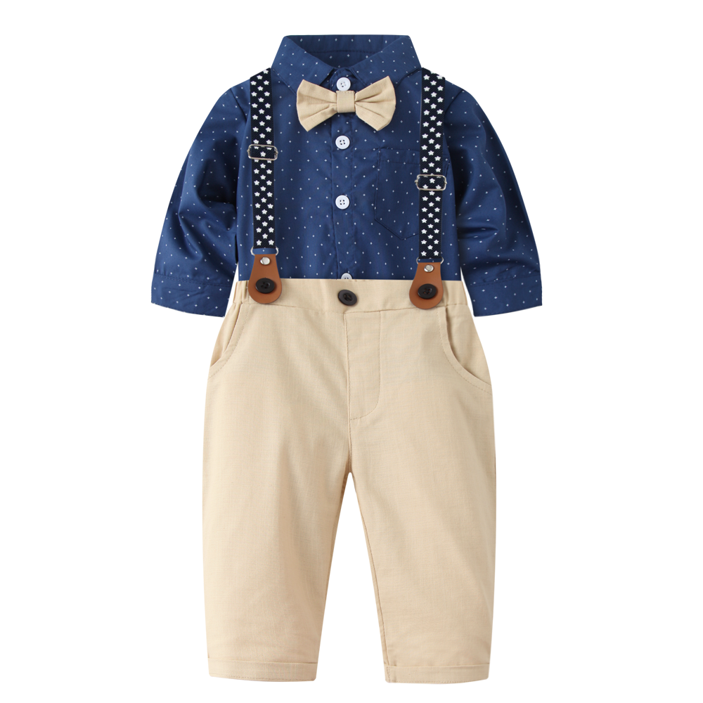 Little Gentleman Infant Romper and Suspenders Pants Set Baby Boy Clothes Baby Formal Suit Cotton 24 months Baby Clothing Set