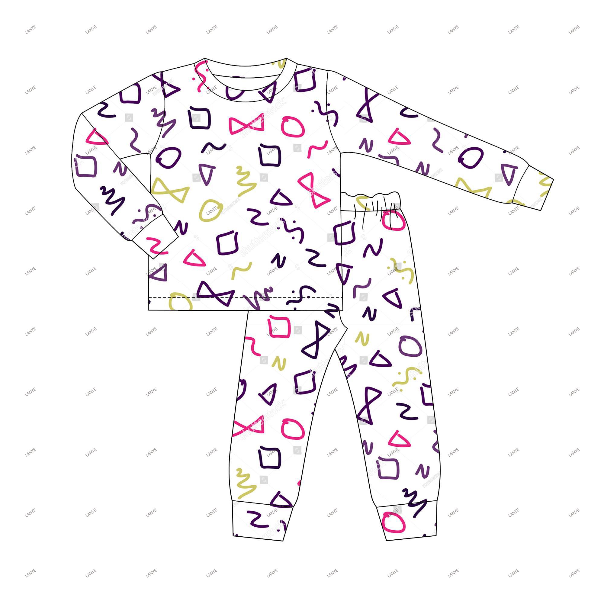 Lanye popular custom toddler clothing set personalized irregular geometry kids boy outfit