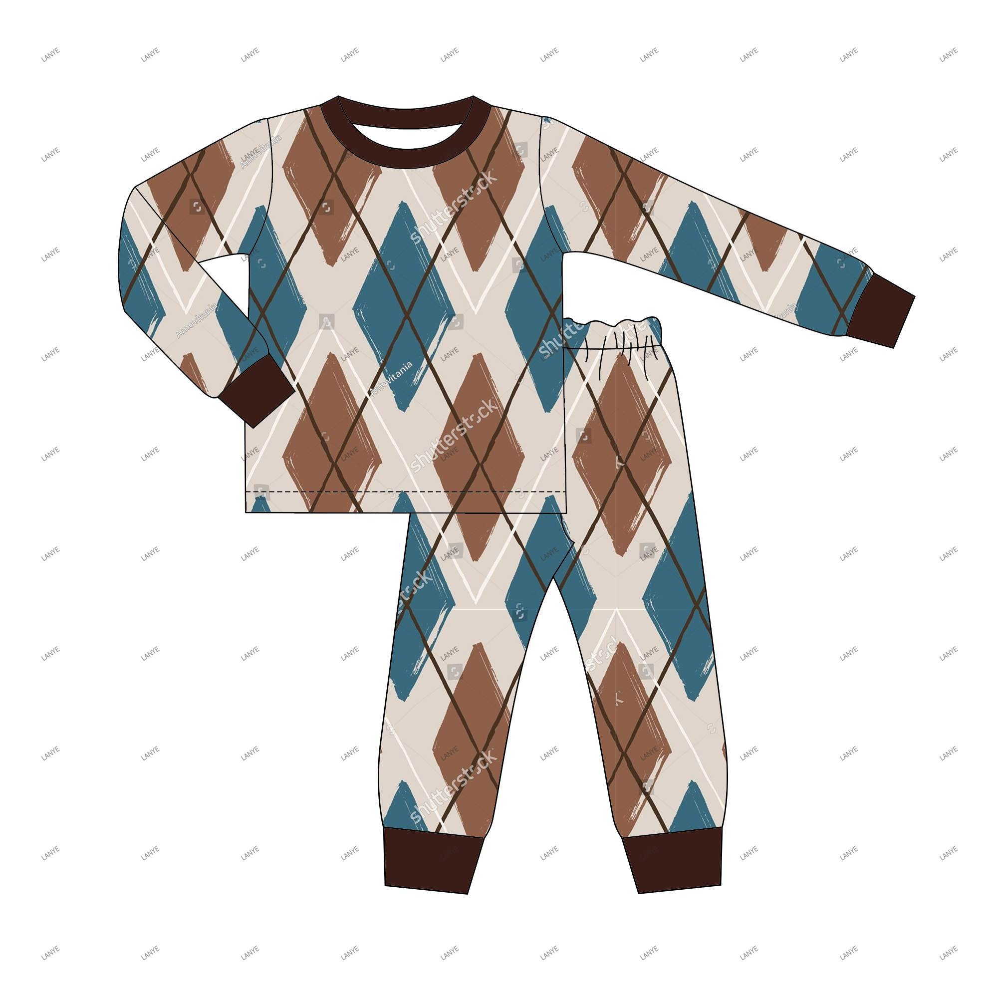 Lanye popular custom toddler clothing set personalized irregular geometry kids boy outfit