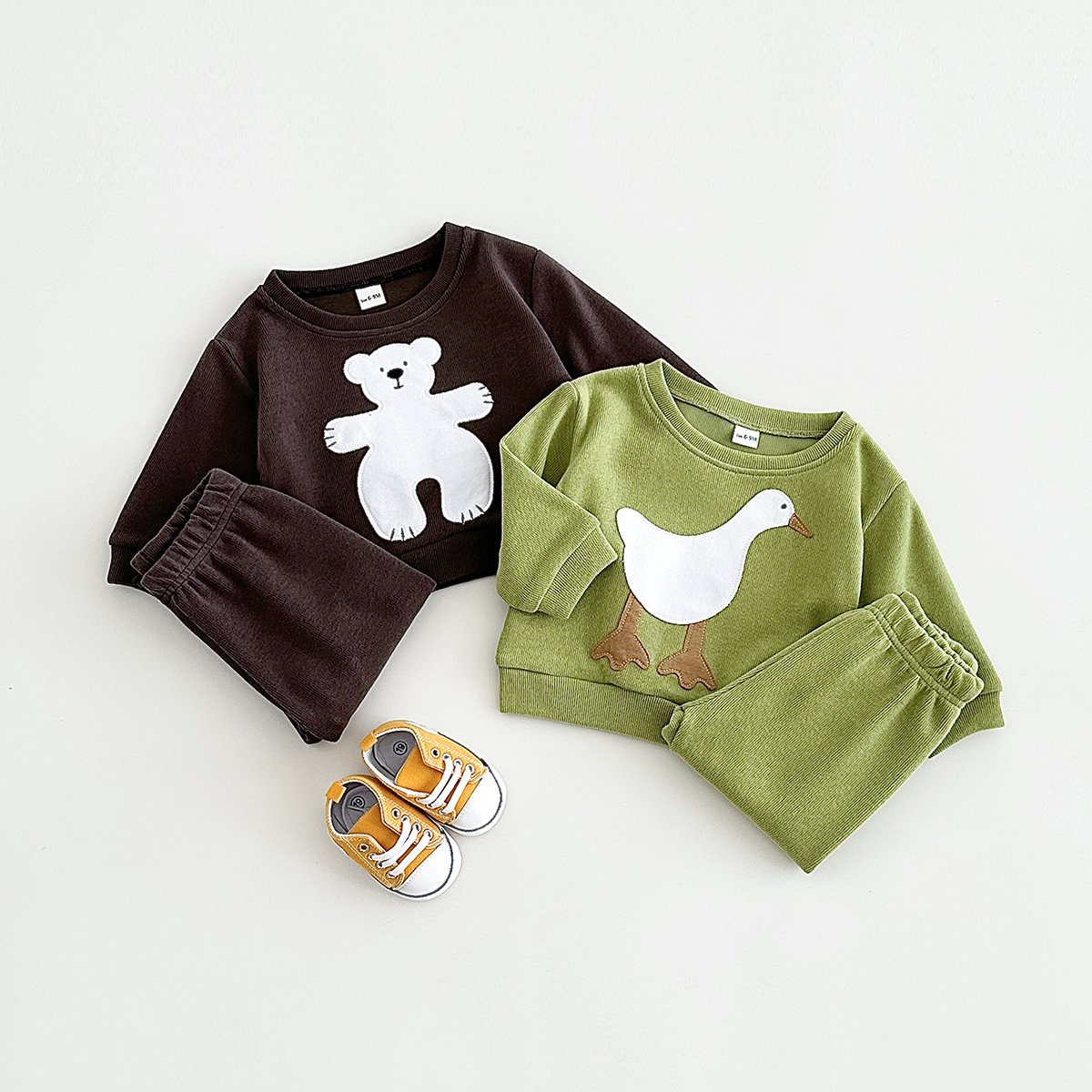 Wholesale Autumn Baby Clothes Spring Cotton Cartoon Animal Applique New Born Baby Set 2pcs Clothing Infant Casual Sportswear