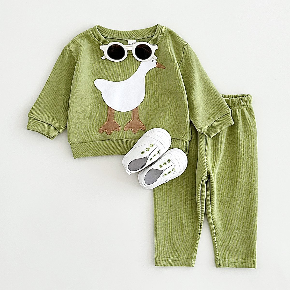 Wholesale Autumn Baby Clothes Spring Cotton Cartoon Animal Applique New Born Baby Set 2pcs Clothing Infant Casual Sportswear