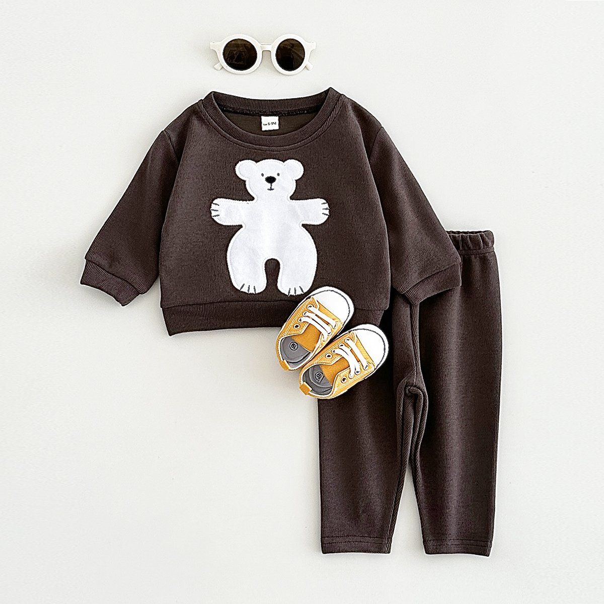 Wholesale Autumn Baby Clothes Spring Cotton Cartoon Animal Applique New Born Baby Set 2pcs Clothing Infant Casual Sportswear
