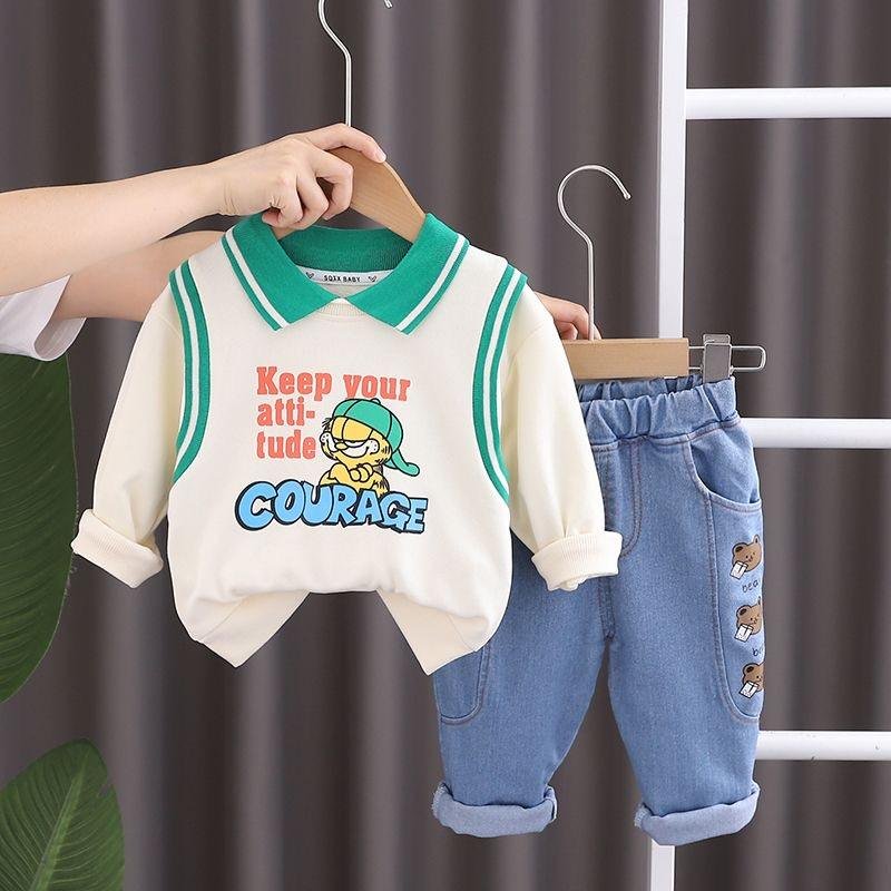 Wholesale Kids Clothes Long Sleeve Set Children's Clothing Solid Colors Sports Set Casual Boys Clothing Sets 2pcs Sweat Suits