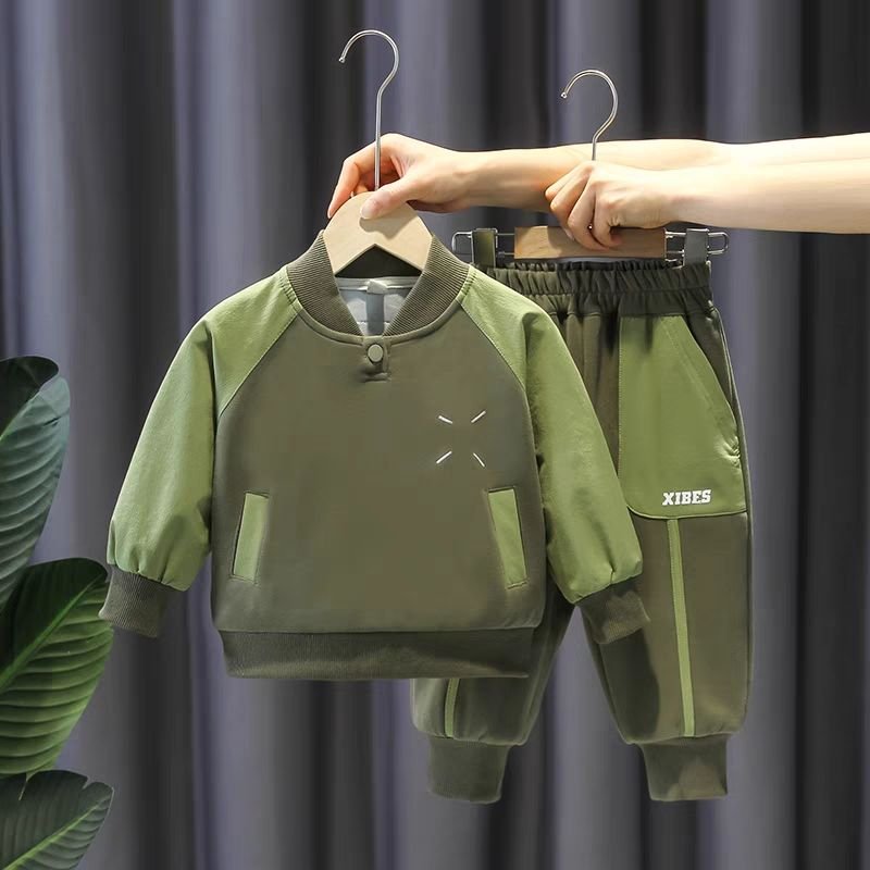Wholesale Kids Clothes Long Sleeve Set Children's Clothing Solid Colors Sports Set Casual Boys Clothing Sets 2pcs Sweat Suits
