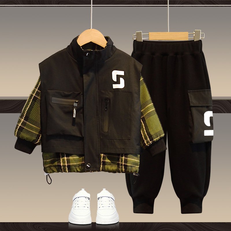 Wholesale Kids Clothes Long Sleeve Set Children's Clothing Solid Colors Sports Set Casual Boys Clothing Sets 2pcs Sweat Suits