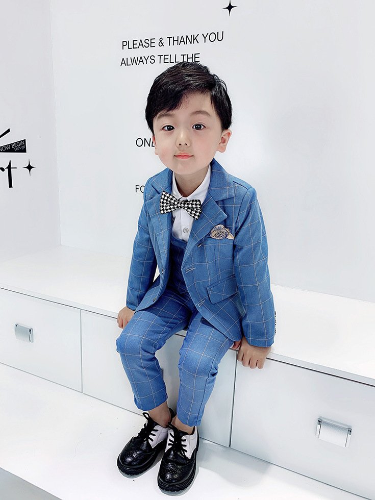 2019 fashion British wind kids boys clothing small suit host cute boy dress big medium small children baby three-piece