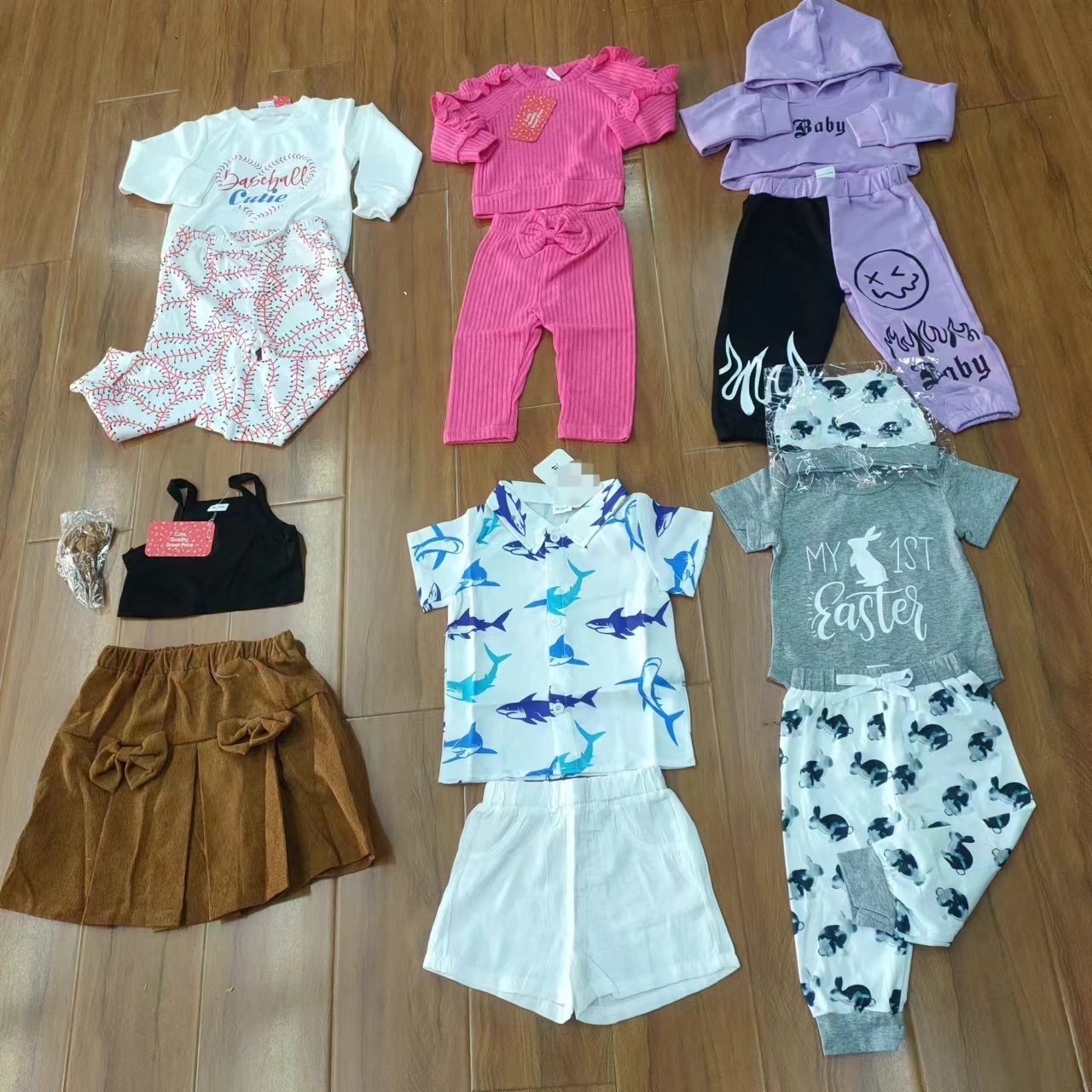 Newborn Baby kids sets clothes baby Summer Short Sleeve Tops Boys Girls Outfits 2 Pieces overstock assorted leftover surplus