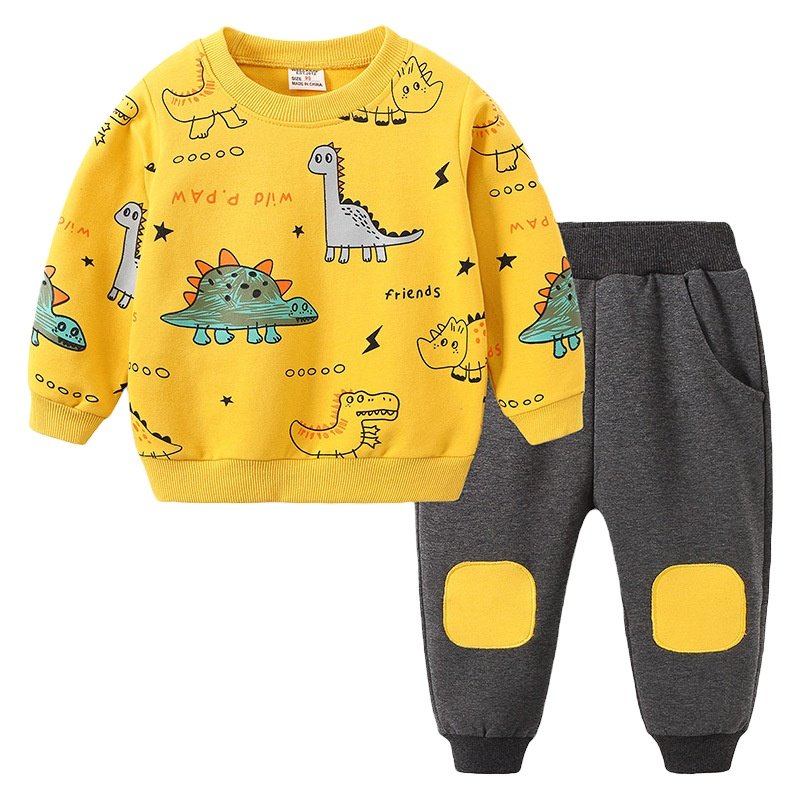 Autumn Wholesale Children Kids Clothes Long Sleeve Baby T Shirt Boys Clothing Set Plus Size Spring Cotton Quantity Clothing Set
