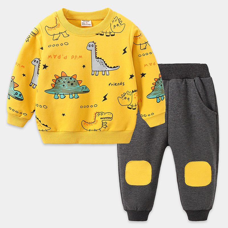 Autumn Wholesale Children Kids Clothes Long Sleeve Baby T Shirt Boys Clothing Set Plus Size Spring Cotton Quantity Clothing Set