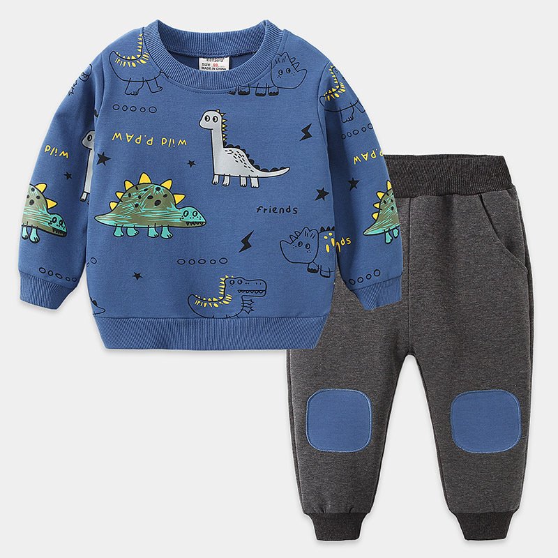 Autumn Wholesale Children Kids Clothes Long Sleeve Baby T Shirt Boys Clothing Set Plus Size Spring Cotton Quantity Clothing Set