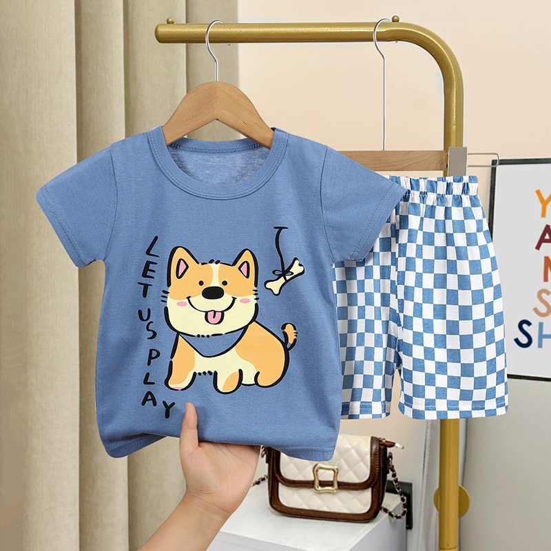 Summer Boys Jogging Suit Sets Cartoon Kids 2 Piece Sets Boys T-shirts Shorts Cotton Toddler Boys Clothing Sets