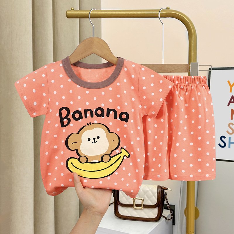 Summer Boys Jogging Suit Sets Cartoon Kids 2 Piece Sets Boys T-shirts Shorts Cotton Toddler Boys Clothing Sets