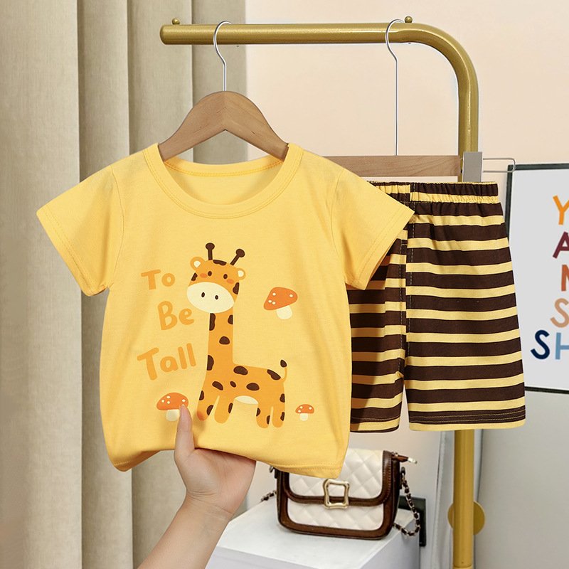 Summer Boys Jogging Suit Sets Cartoon Kids 2 Piece Sets Boys T-shirts Shorts Cotton Toddler Boys Clothing Sets