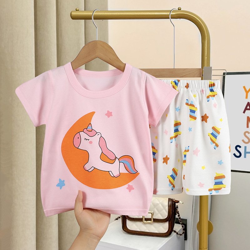 Summer Boys Jogging Suit Sets Cartoon Kids 2 Piece Sets Boys T-shirts Shorts Cotton Toddler Boys Clothing Sets