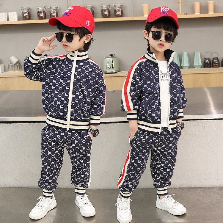 2024 Boys clothing sets Unisex New Letter Pattern Suit Sportswear Autumn Winter Boys Two-piece Baby Outer Wear For British Styl